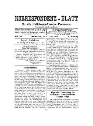 Allgemeine Versammlung des Rheinischen Provinzialvereins (Sommer 1898)