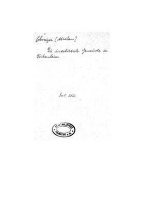 Die israelitische Gemeinde in Weikersheim / von [Abraham] Schweizer