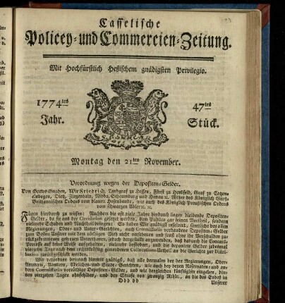 47tes Stueck, Montag den 21ten November 1774