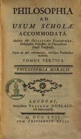 Philosophia : Ad Usum Scholae Accommodata, 3