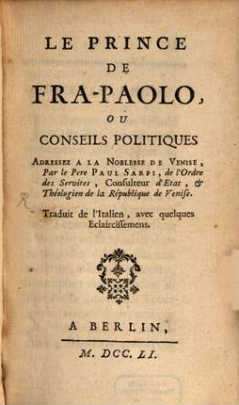 Le prince de Fra. Paolo