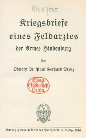 Kriegsbriefe eines Feldarztes der Armee Hindenburg