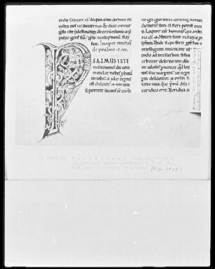 Expositio psalmorum Aurelii Augustini — Initiale P(salmus), Folio 46verso
