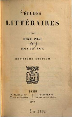 Études littéraires, 1