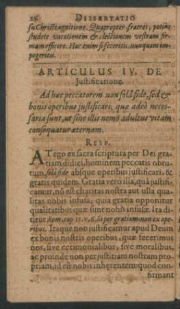 Articulus IV. De Iustificatione.
