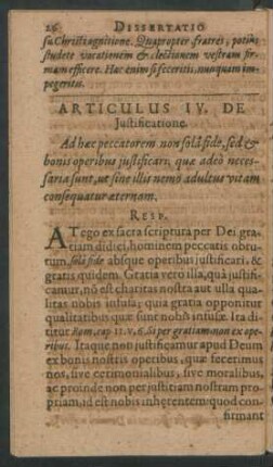Articulus IV. De Iustificatione.