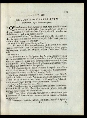 Caput XIII. De Consilio Gratiae & Irae Exercendae erga ...