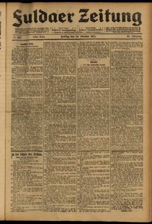 Erste Ausgabe vom Freitag, den 24. Oktober 1913.