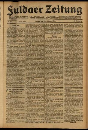 Erste Ausgabe vom Freitag, den 24. Oktober 1913.