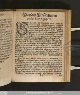 Von den Finsternussen dieses 1602. Jahres.