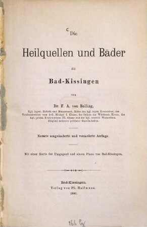 Die Heilquellen und Bäder zu Bad Kissingen