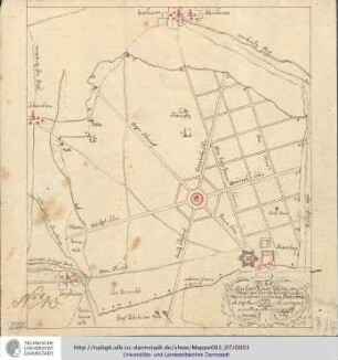 Plan des Gros-Haeuser Waldes, wie solcher von Ihro Hochfürstl. Durchl. Herrn Landgraven Ernst Ludwig selbst ordiniret worden. J[ohann] Jacob Hill. o.O. [1761]