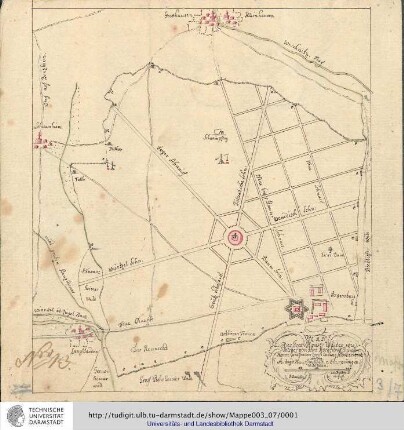 Plan des Gros-Haeuser Waldes, wie solcher von Ihro Hochfürstl. Durchl. Herrn Landgraven Ernst Ludwig selbst ordiniret worden. J[ohann] Jacob Hill. o.O. [1761]