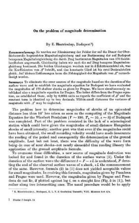On the problem of magnitude determination