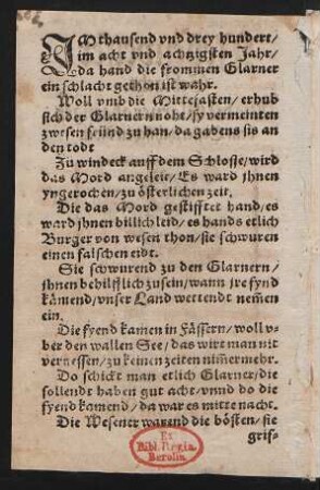Jm thausend vnd drey hundert/ || im acht vnd achtzigsten Jahr/ ||