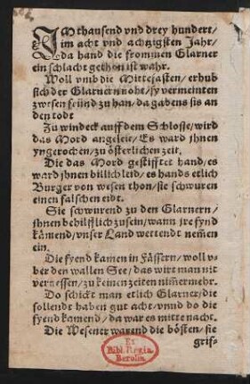 Jm thausend vnd drey hundert/ || im acht vnd achtzigsten Jahr/ ||
