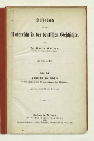 Teil 1: Deutsche Geschichte von den ältesten Zeiten bis zum Ausgang des Mittelalters