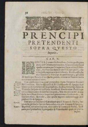 Prencipi Pretendenti Sopra Quaesto Imperio.