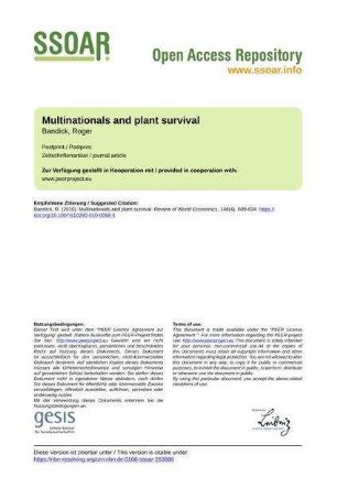 Multinationals and plant survival