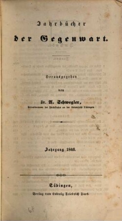 Jahrbücher der Gegenwart. 1846