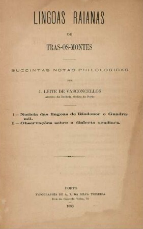 Lingoas raianas de Tras-os-montes : succintas notas philologicas