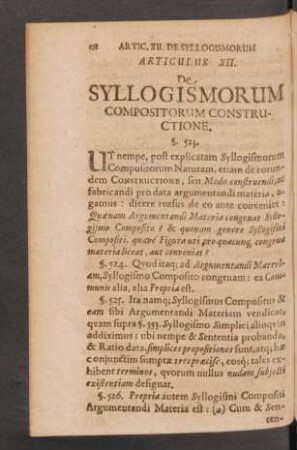 Articlus XII. De Syllogismorum Compositorum Constructione.