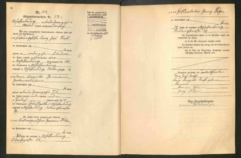 Standesamtsbuch der Stadt Aschaffenburg: Eheschließungen 252/1930 - 130/1931