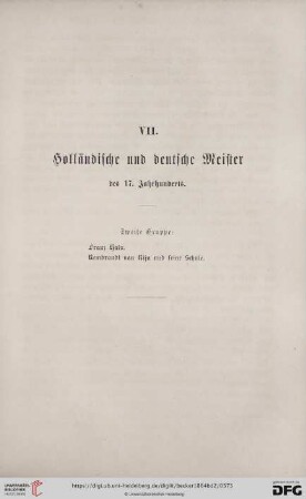 VII. Holländische und deutsche Meister des 17. Jahrhunderts. Zweite Gruppe