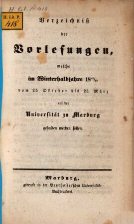Verzeichnis der Vorlesungen. 1847/48. WH.