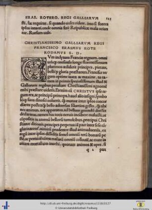 Erasmus Christianissimo Galliarum Regi Francisco.