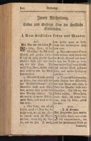 Zwote Abtheilung. Lieder und Gesänge über die christliche Sittenlehre