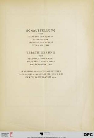 Schaustellung/Versteigerung