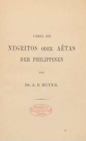 Ueber die Negritos oder Aëtas der Philippinen
