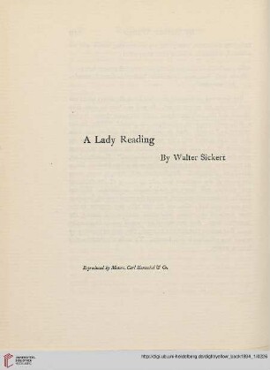 Plate: A Lady Reading by Walter Sickert