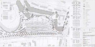 Hansjakob, Gottfried; Bonn; Forschungszentrum Caesar - Freiflächengestaltungsplan Tektur (Grundriss; Schnitte)