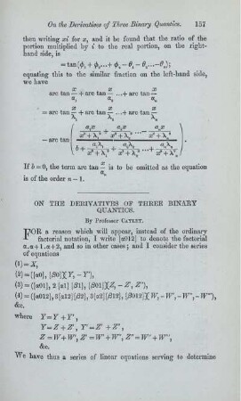 On the derivatives of three binary quantics.