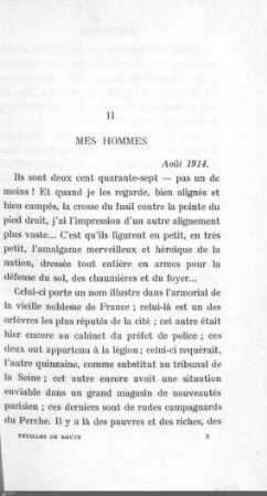 II. Mes hommes