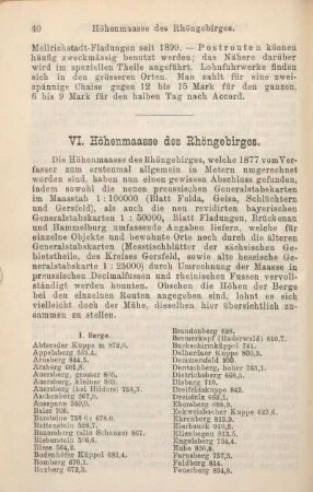 VI. Höhenmasse des Rhöngebirges.