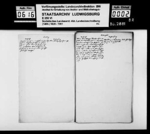 Kollektaneen des Finanzreferendärs Jäger vorwiegend zur mittelalterlichen Geschichte verschiedener Orte im Oberamtsbezirk