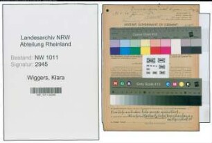 Entnazifizierung Klara Wiggers , geb. 17.10.1881 (Lehrerin)