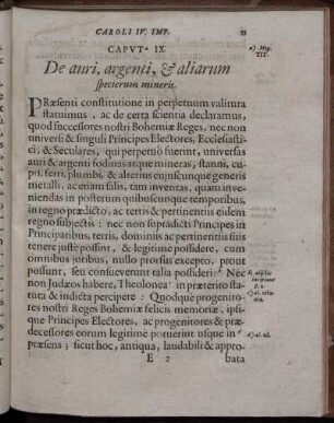 Caput IX. De auri, argenti, & aliarum specierum mineris
