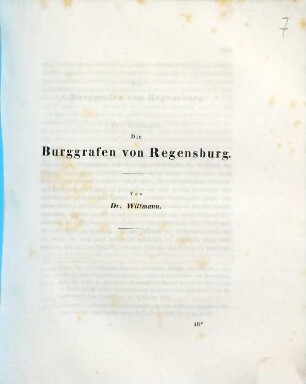 Die Burggrafen von Regensburg