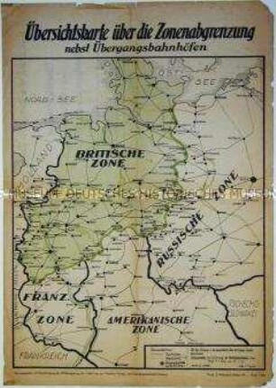 Karte der Britischen Besatzungszone mit den Grenzübergängen zu den anderen Zonen