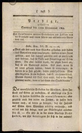 248-261, Predigt, gehalten Sonntags den 13ten Weinmonat 1799.