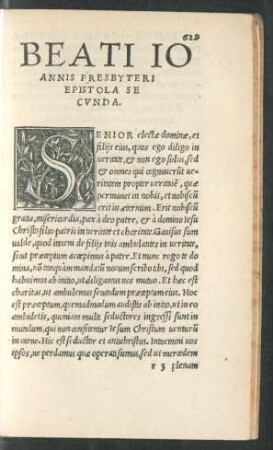 Beati Ioannis Presbyteri Epistola Secunda.