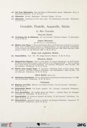 Gemälde, Pastelle, Aquarelle, Stiche (Nr. 422-468)