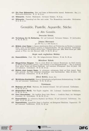 Gemälde, Pastelle, Aquarelle, Stiche (Nr. 422-468)