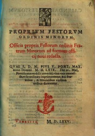 Proprium festorum ordinis minorum