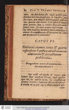 CAPUT VI. [Examen III. Et IV. Respons. Papisticae.]