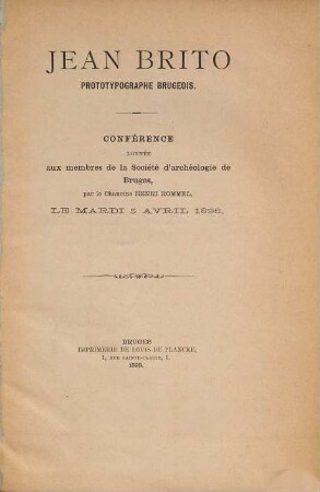 Jean Brito, prototypographe Brugeois